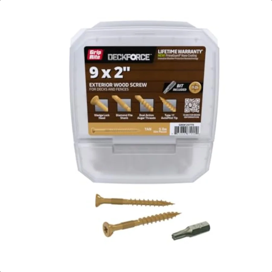 

GRDF2STT5 DeckForce 9 x 2 Nano Coated Wood Screws Tan 5lb Box