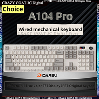 DAREU A104 Pro Wired Mechanical Keyboard,8k Return Rate,tft Display Screen, PBT Keycap Rotary Switch,ski Axis,RGB Lighting,grey