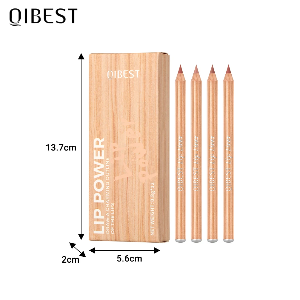 QIBEST 12Pcs/Set Matte Lip Liner Pencil Lip Outline Contouring Lasting Lipstick High Pigment Not Easy Fade Velvet Fine Lipliner