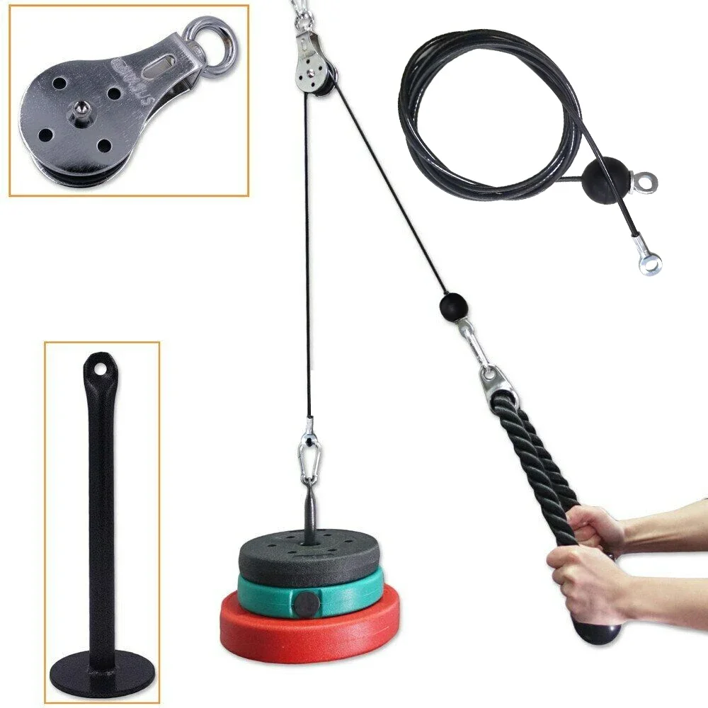 Fitness Pulley Cable System DIY Loading Pin Lifting Triceps Rope Machine Workout Adjustable Length Home Gym Sport Accessories