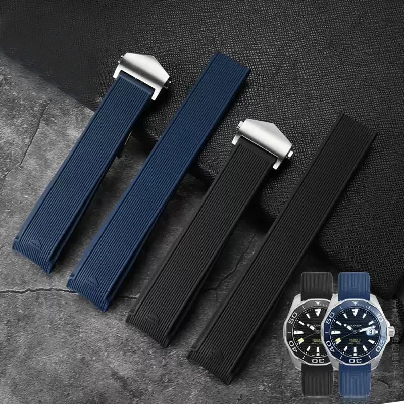 

Высококачественный силиконовый резиновый ремешок для часов Tag Heuer CARRERA AQUARACER 300 WAY201A WAY211C, черный, синий, 22 мм, браслет для часов