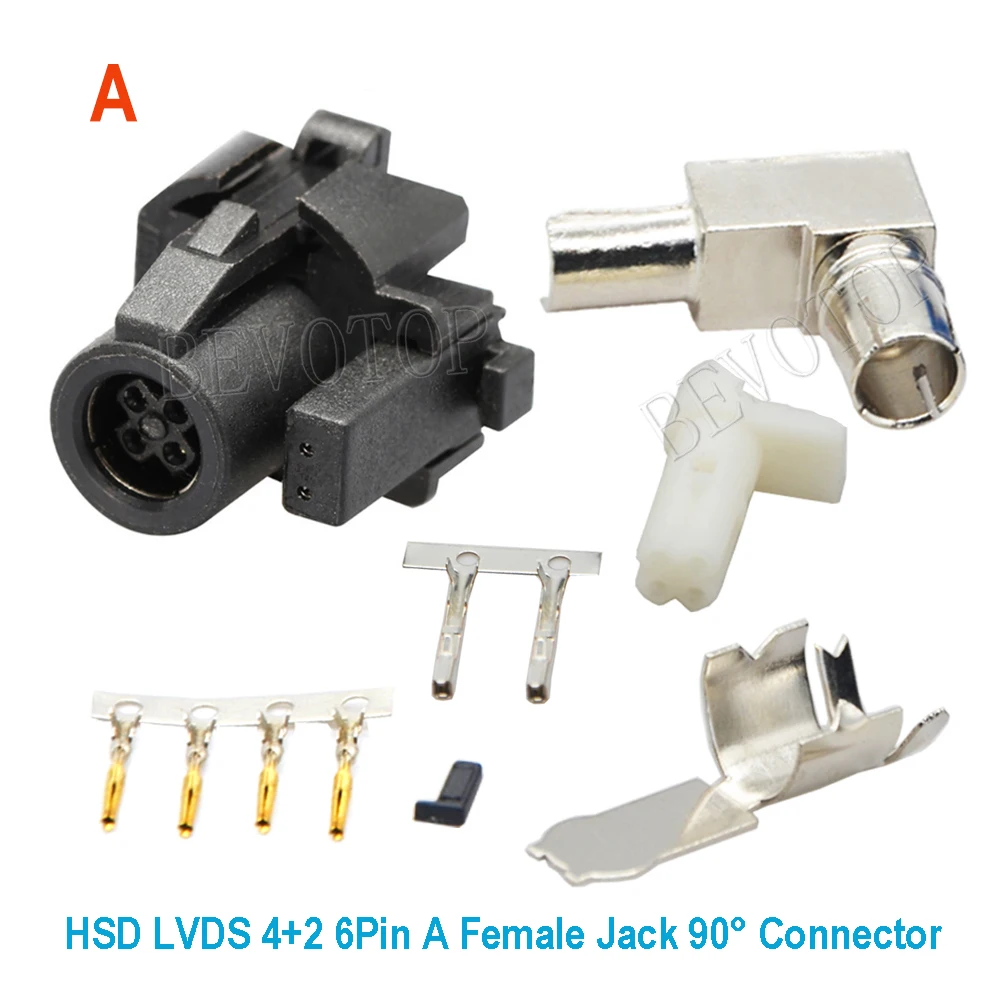 10PCS 4+2 6Pin HSD Connector Code A/C/D/H/L/Z Female Right Angle 90° Jack LVDS Connectors for Dacar 535 4 Core Cable BEVOTOP
