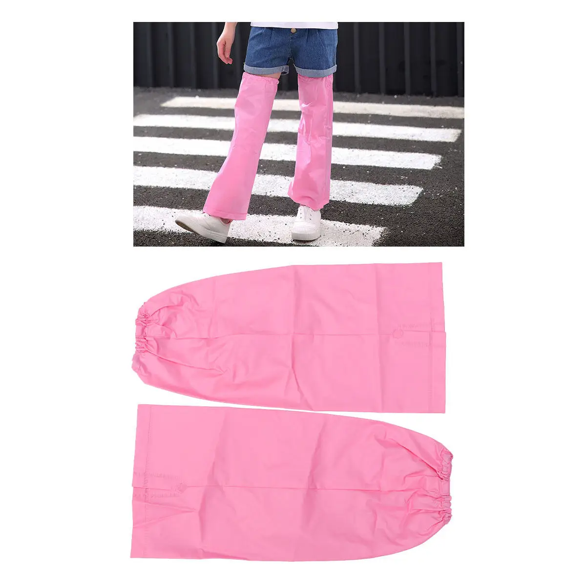 1 Pair Pink Waterproof Leg Protectors Elastic Band Pants Cover Leg Protective Cover for Outdoor Use