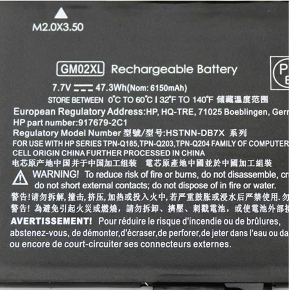 7.7V 47.3WH GM02XL Original Laptop Battery For HP Chromebook 14 G5 Chromebook X360 11 G1 917679-271 HSTNN-DB7X HSTNN-UB7M GM02