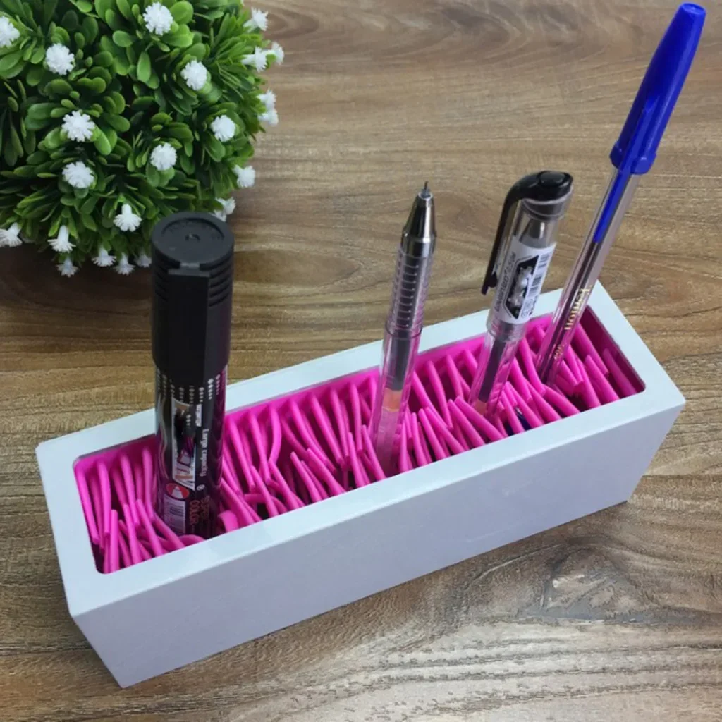 Makeup Brush Storage Box with Lid, Cosmetic Makeup Organizer, Eyebrow Pencil Storage Holder