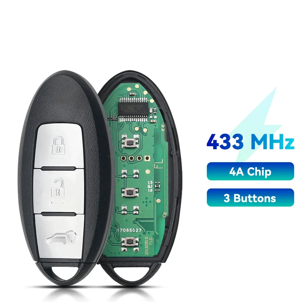 KEYYOU Smart Remote Car Key 433Mhz 4A ID46 Chip Keyless Entry For Nissan Juke Qashqai X-Trail J10 J11 2012-2020 Year 2 3 Buttons image 3