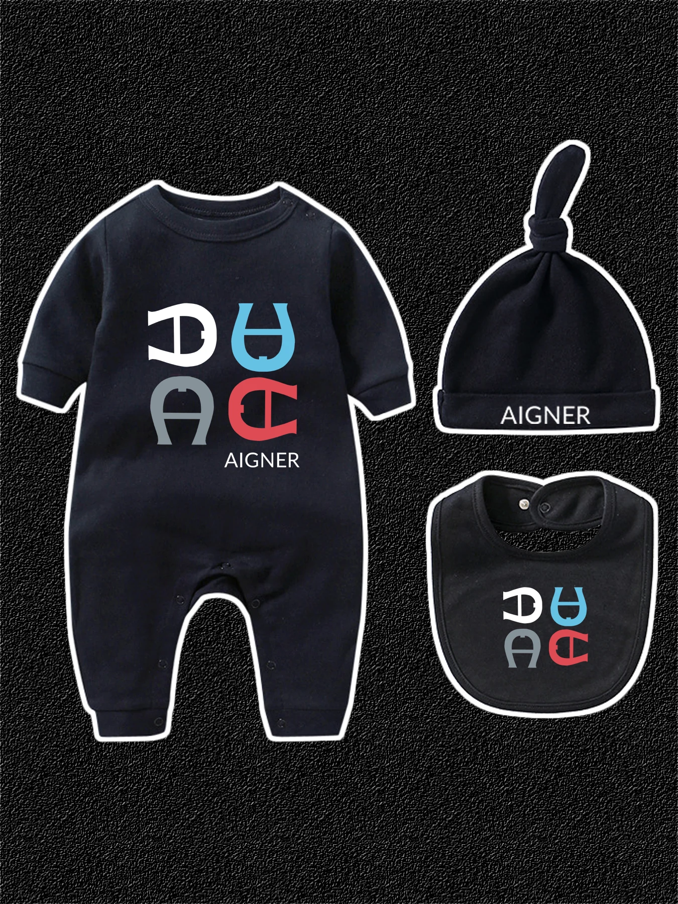 0-24M Newborn Clothes %100 Cotton Toddler Romper 2024 Autumn New Baby Boy Jumpsuit Set Infant Long sleeves Bibs Hat 3Pcs Suit