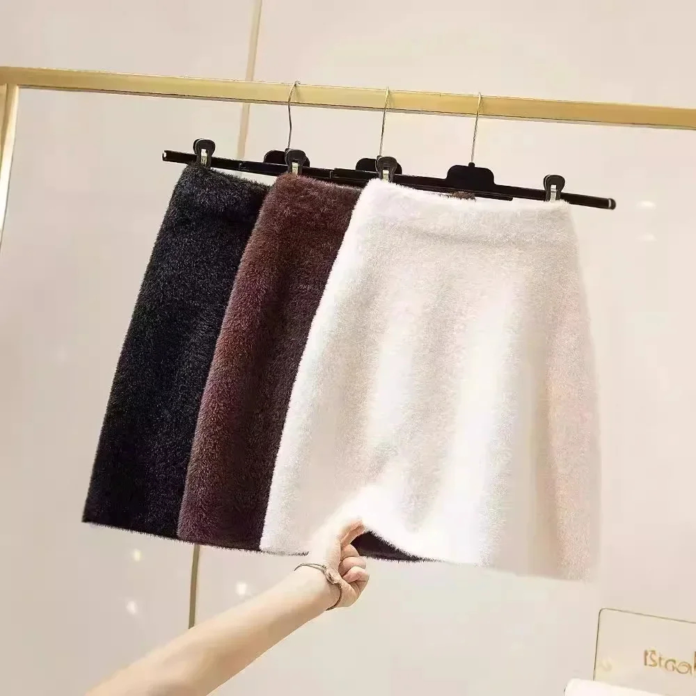 

Knitted Mini Skirts for Women Autumn Winter Cute High Waist 5 Colors Skirt Simple Fashion Korean Style Female Chic Street A-line