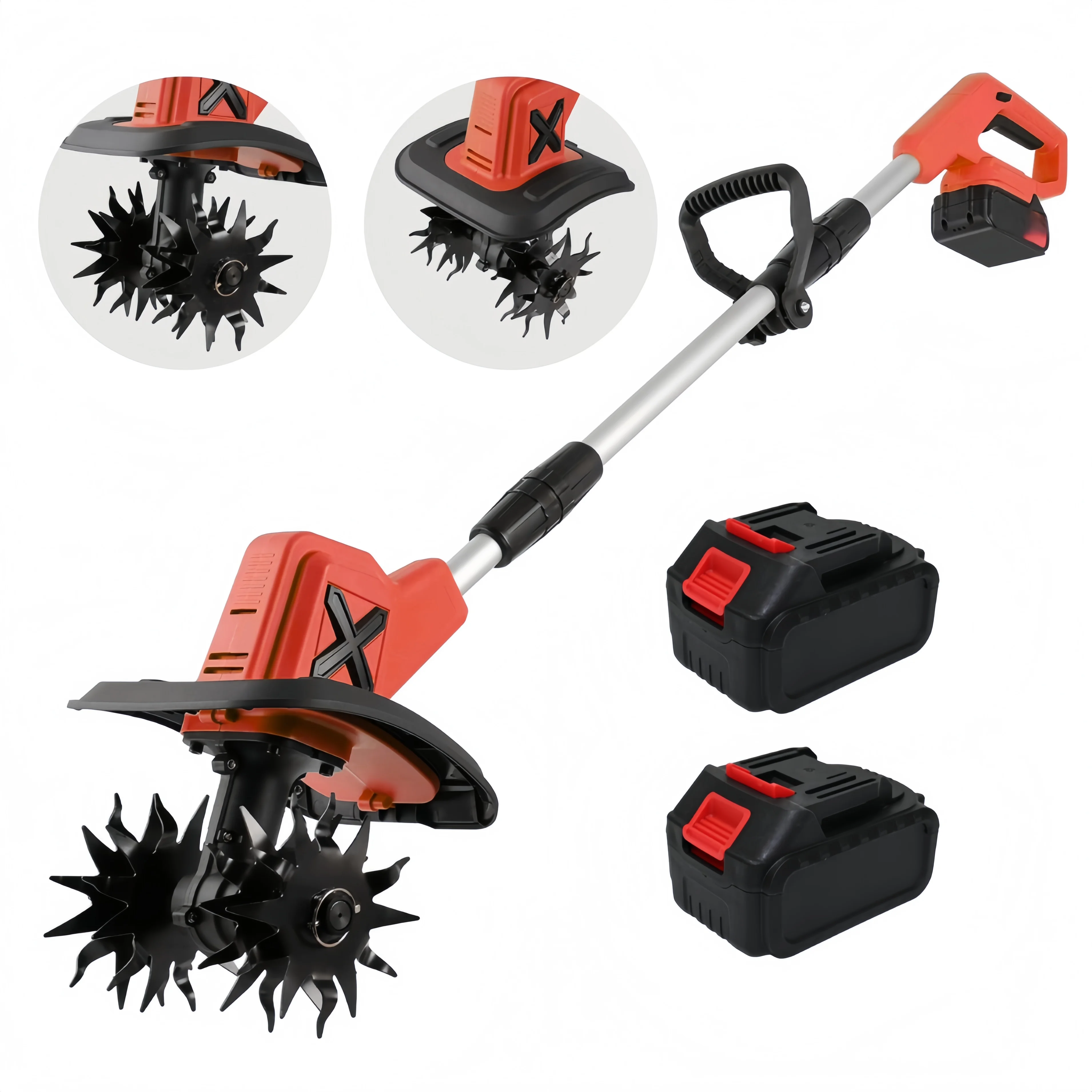 

Durable Electric Cordless Power Tiller Adjustable-Handle Mini Garden Cultivator For Small Garden Tillage