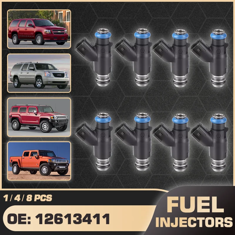 

8 Cylinders For Chevrolet Tahoe MK3 GMC Yukon 2010-2013 Hummer H3 Hummer H3T 2010 Engine Fuel Injector Nozzle 12613411 12613412