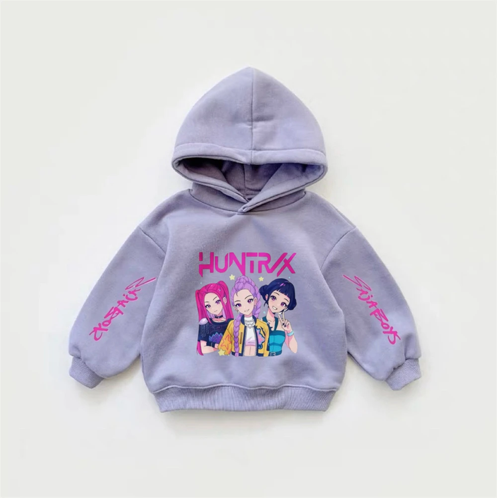 ملابس رياضية فضفاضة غير رسمية بلوفرات عصرية بقلنسوة ملابس Kpop شيطان الصيادين بلوزات مطبوعة للأطفال من سن 2 3 4 5 6 7 سنوات #4