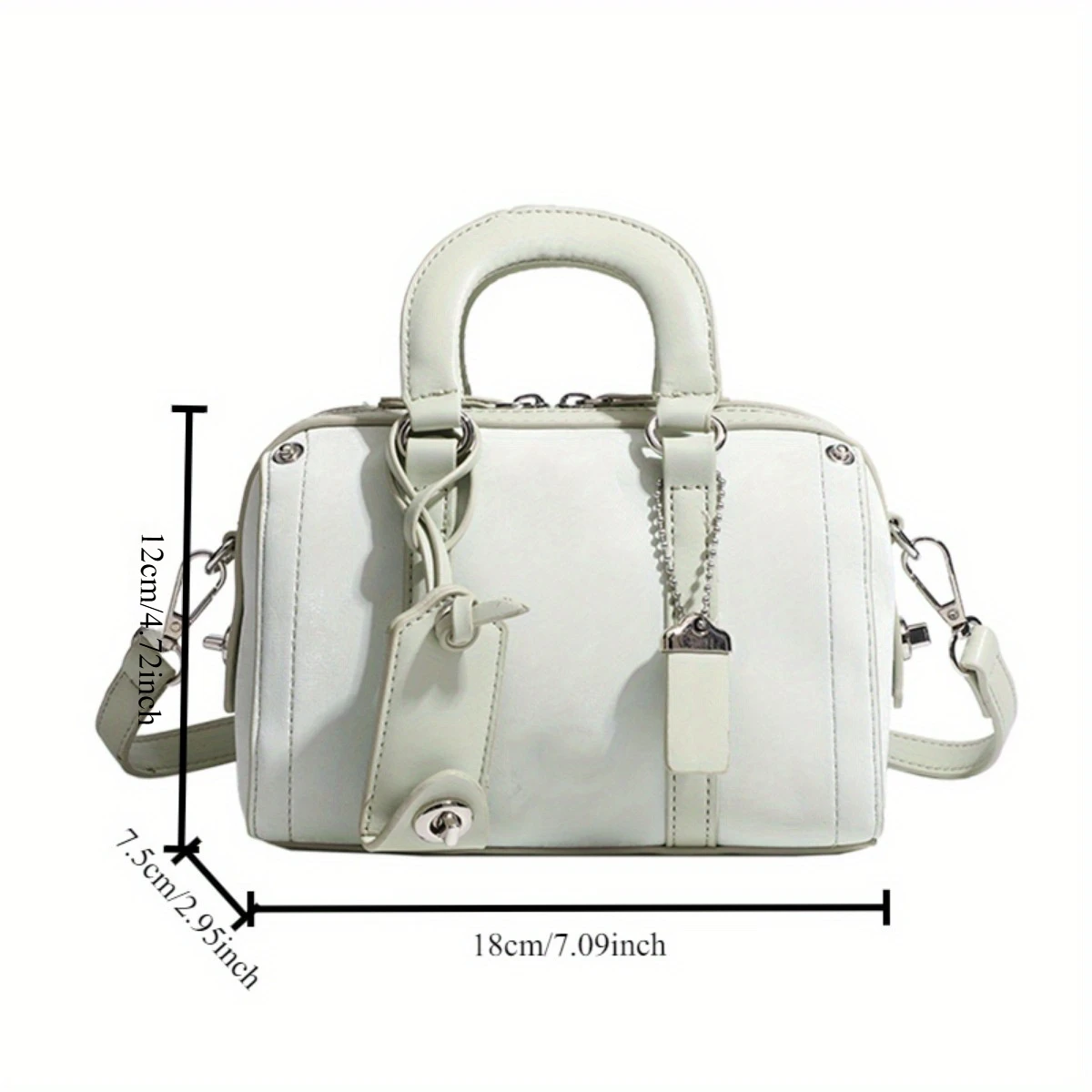 JIOMAY 2025 حقيبة يد نسائية جديدة من جلد البولي يوريثان حقيبة أسطوانية بيضاء عصرية، حقيبة كتف أنيقة وأنيقة محفظة بيضاء