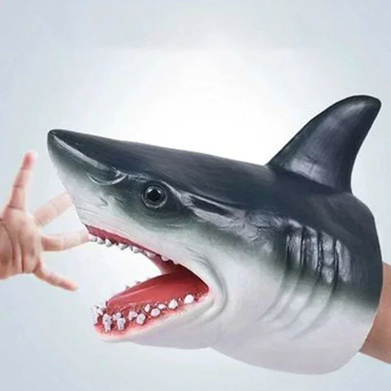 Shark Hand Puppet Simulation Animal Head Gloves Kids Toys Gift Hand Puppet Shark Figure Model For Child Scaring Gag Jokes Toy