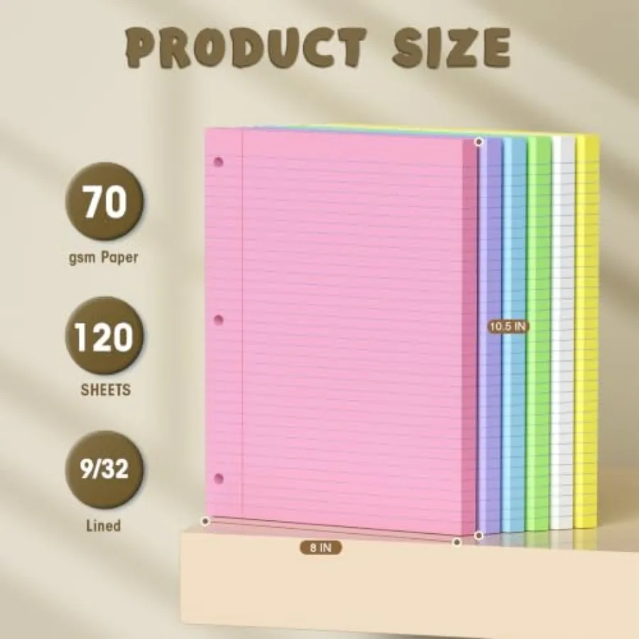 120 Sheets Colored 8x10.5 Inch - Paper Punch 3 Hole recension och pris