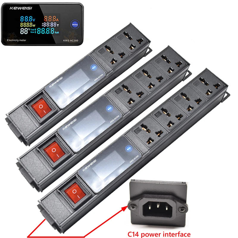 Power Strip Power Energy Volt Watt Kwh Meter 2/3/4/5/6/7/8/9/10/11Ways Universal Socket extension electrica C14 interface