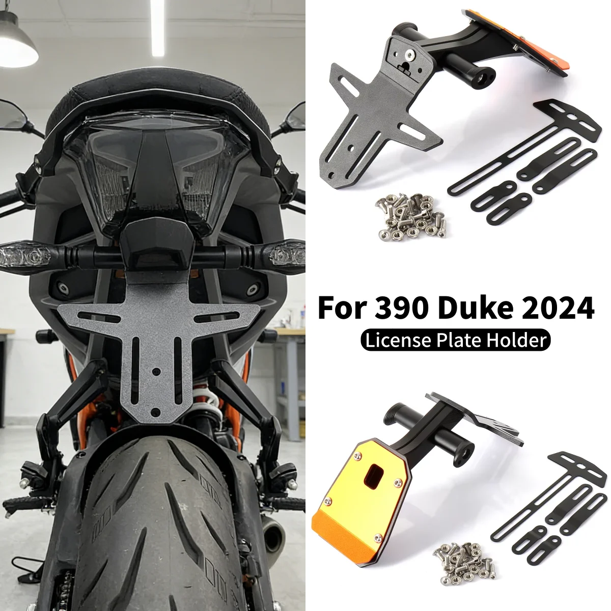 

For 390DUKE 390Duke Duke 390 DUKE 2024 Motorcycle License Plate Holder Rear Tail Tidy Fender Eliminator Number Plate Bracket