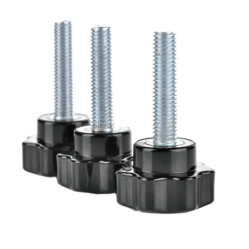 

M5*30mm Hand Tighten Black Plastic Star Head Plated Steel Handle Thumb Screws