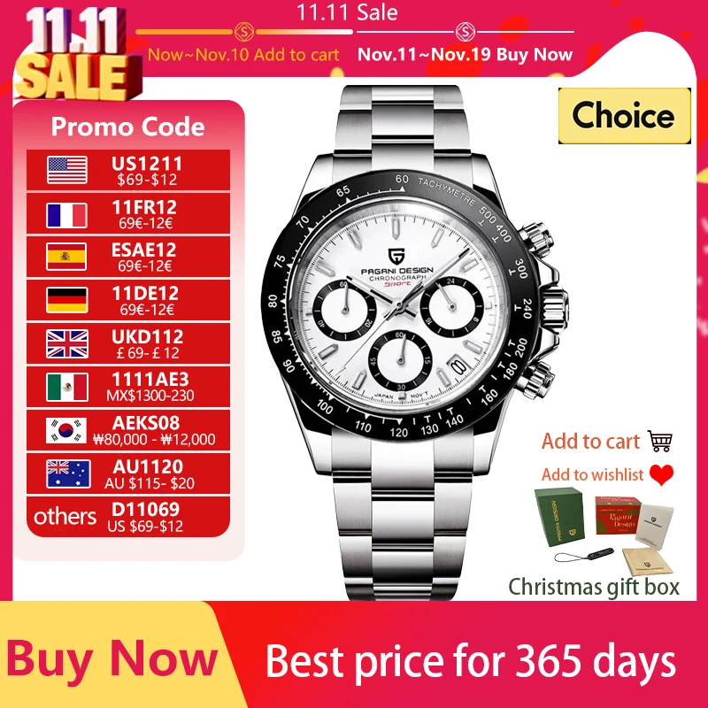 PAGANI DESIGN 2025 جديد ساعات رجالية رياضية كرونوغراف تاريخ تلقائي ساعة كوارتز الرجال AR الياقوت كريستال مقاوم للماء ساعة اليد #1