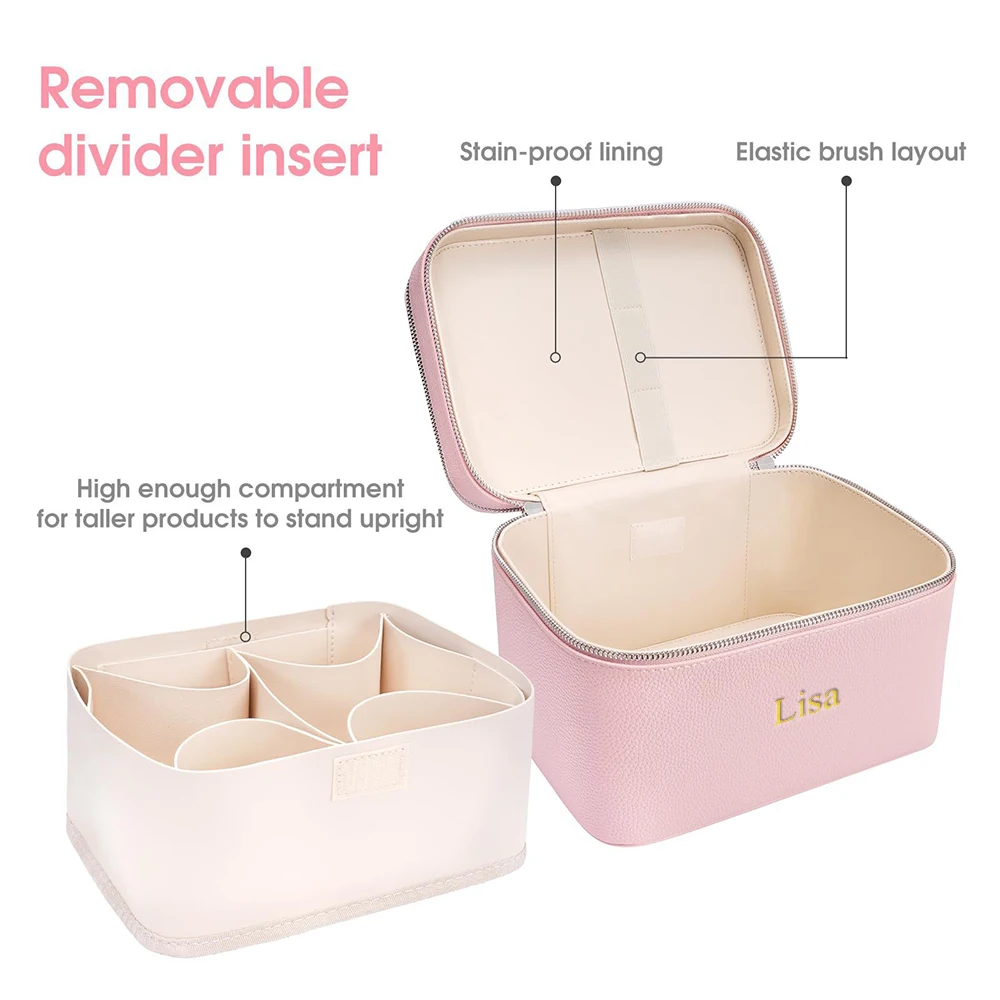 Customized Name Double-Layer Portable Professional Makeup Bag, Skin Care Toolkit, Beauty Storage Box, Multi-Partition Makeup Bag view 5