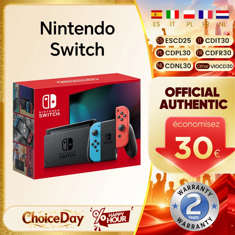 Console Nintendo Switch avec écran de 6,2 pouces, poignée Joy-Con, audio amélioré, console réglable, mode TV stable, jeu vidéo