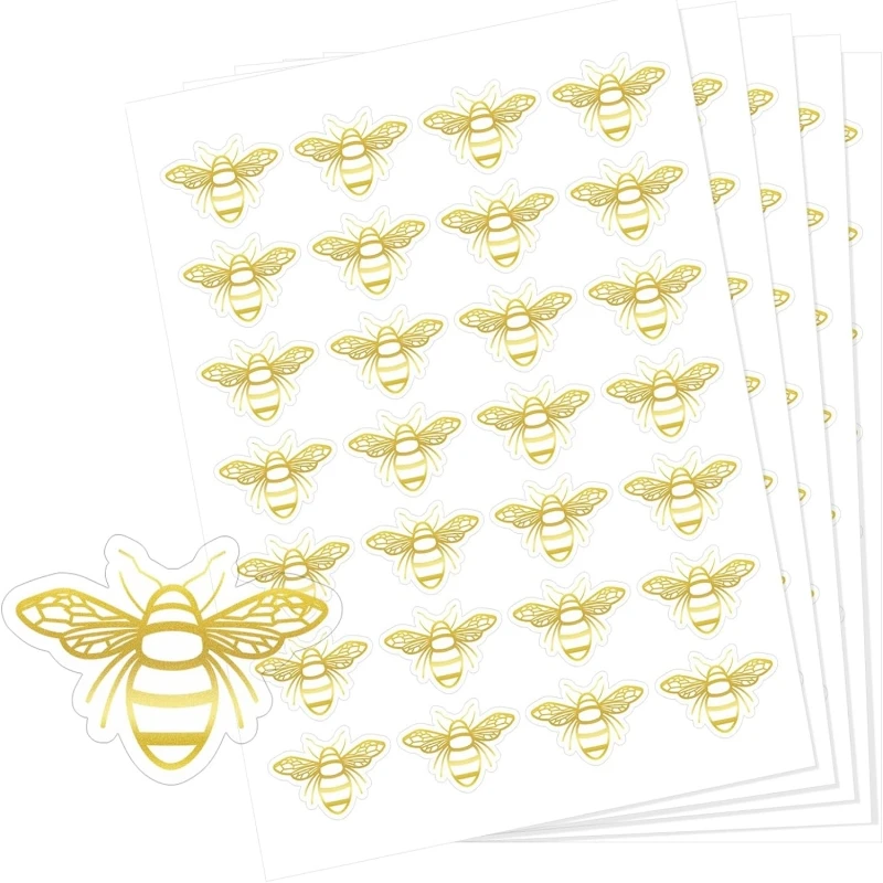 280 Pcs Bee Stickers Gold Foil Envelope Seals Stickers Queen Bee Labels Decals Stickers Self-Adhesive Spring Gold Bee Sticker.