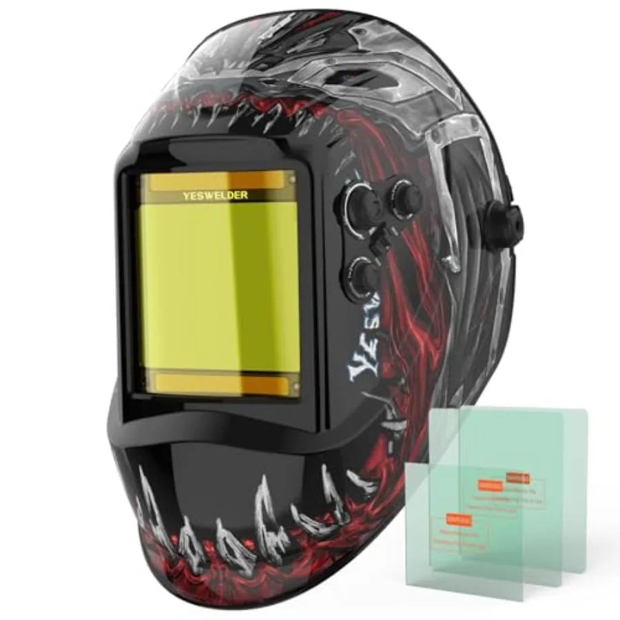 

Large View Auto Darkening Welding Helmet, Blue Light Blocking, 1/1/1/1 True Color Solar Powered Welder Hood Mask with 4 Arc Sen
