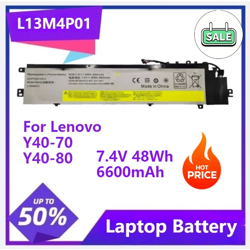 

L13L4P01 L13M4P01 Laptop Battery For Lenovo Y40-70 Y40-80 7.4V 48Wh 6600mAh