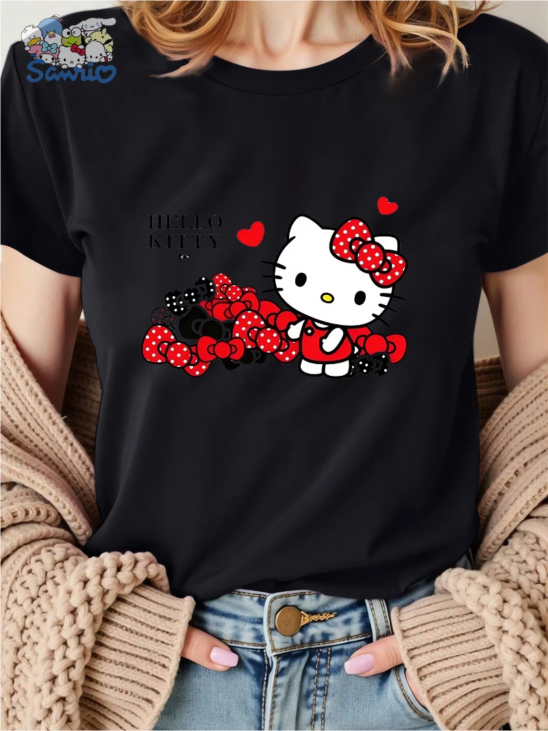 2025 الصيف مرحبا كيتي سانريو سيدة القوس طباعة الراقية الفاخرة هي لكل من الرجال والنساء أفضل Y2k