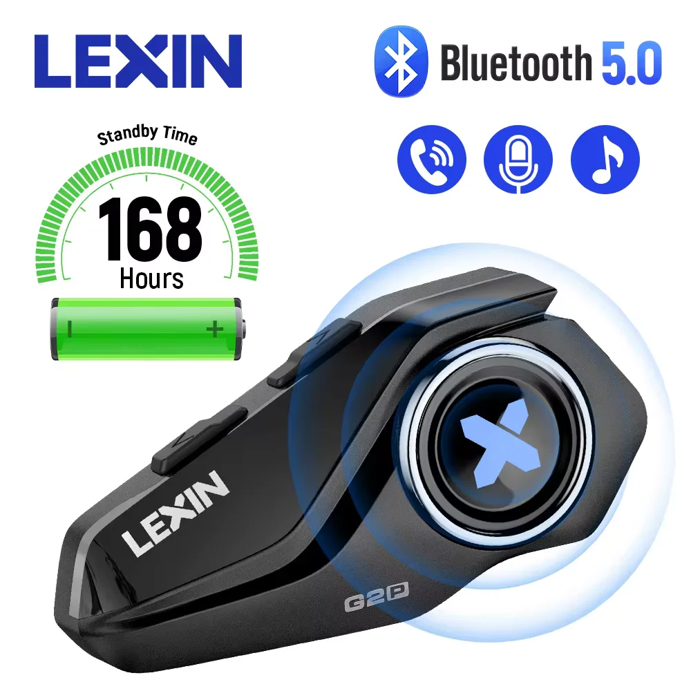 2024 New Lexin G2P Intercom For Motorcycle Helmet Bluetooth Headsets,Handsfree Communicator Up to 6 Riders Interphone with FM