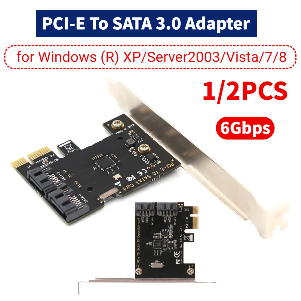 

Карта расширения PCIe SATA 2-портовая карта контроллера PCI Express SATA 3.0 PCIe SATA III для Windows (R) XP/Server2003/Vista/7/8
