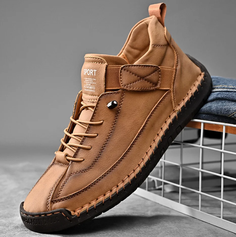 

Handmade Leather Men Shoes Casual Slip On Loafers Breathable Leather Shoes Men Flats Walking Fashion Moccasins Sneakers Size 48