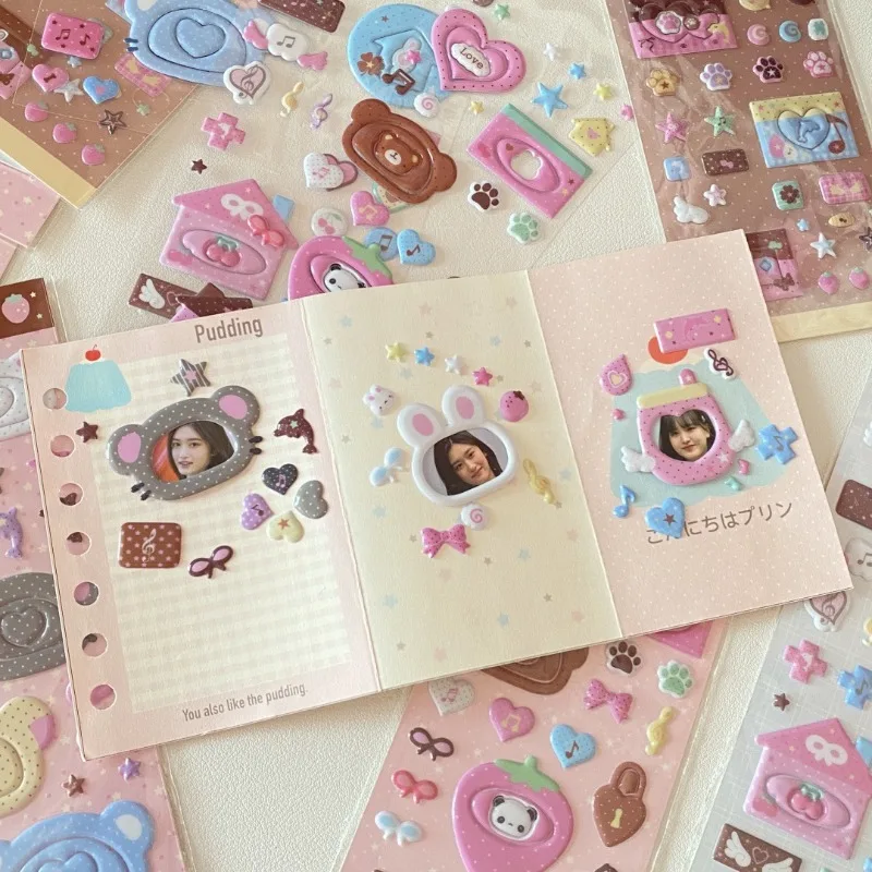 

Милые корейские 3D-наклейки с животными и звездами, декоративные стикеры для K-pop фотокарточек, DIY украшения для планшетов и CCD-устройств