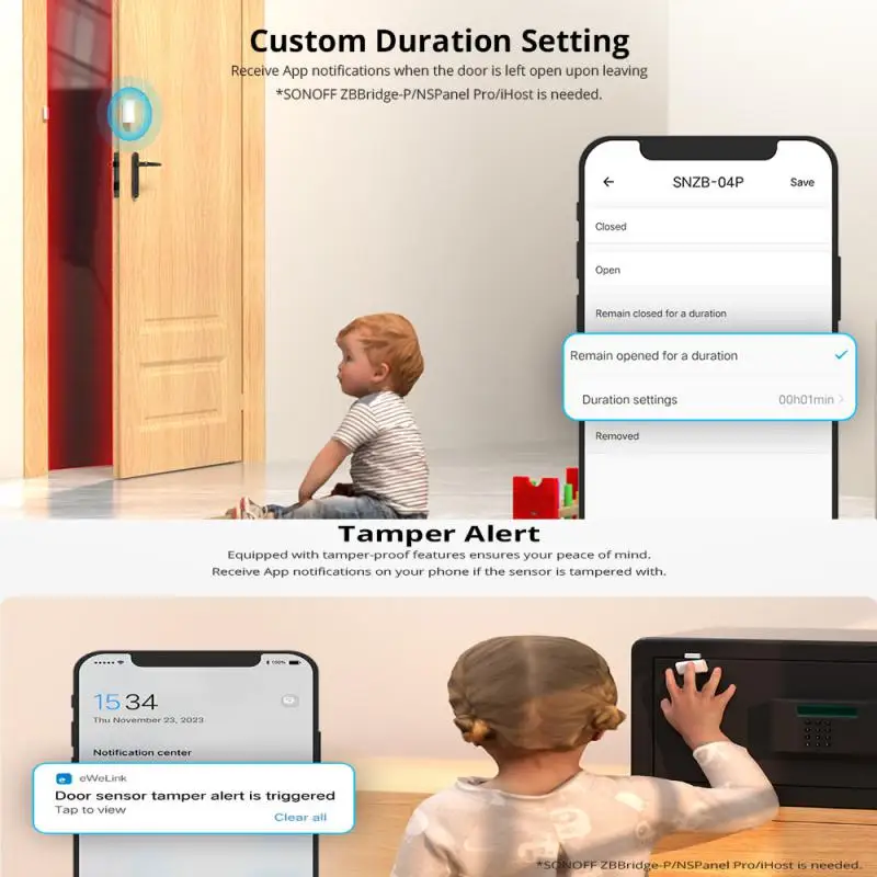 SONOFF SNZB-04P زيجبي نافذة الباب الاستشعار المحلية الذكية المشهد الربط العبث تنبيه أمن الوطن أليكسا جوجل مساعد المنزل أليس