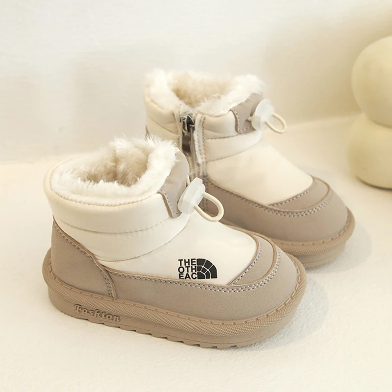 Children Snow Boots Girls Warm Plush Snow Boots Boys Toe Protection Non-slip Soft Sole Infant Boots Size 15-30