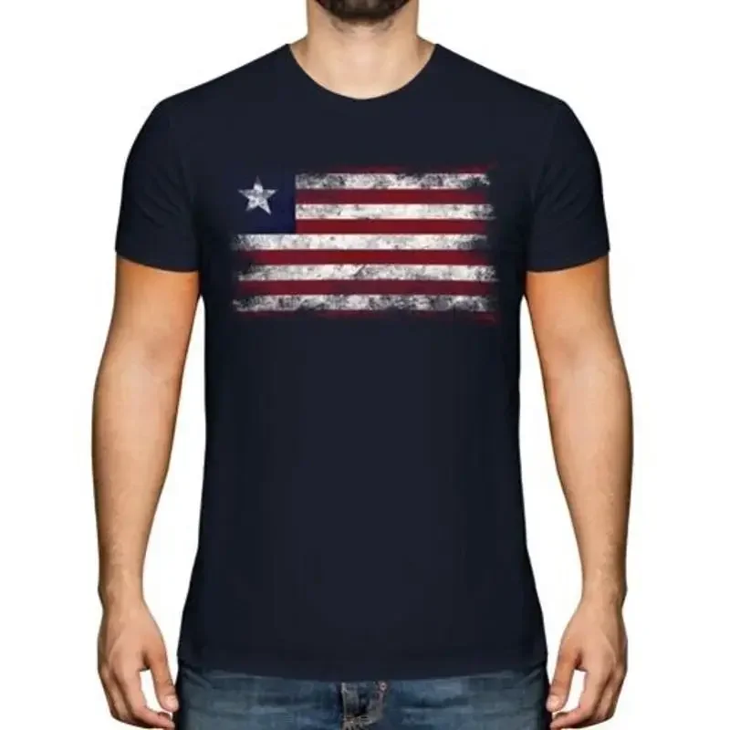 Liberia Distressed Flagge Herren T - Shirt Top Liberianische Fußball Trikot Gift