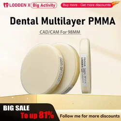 LODDEN Multilayer PMMA 98MM For Dental Lab Material CAD/ CAM Open Milling System PMMA Blank Dentist Materials Denture Material