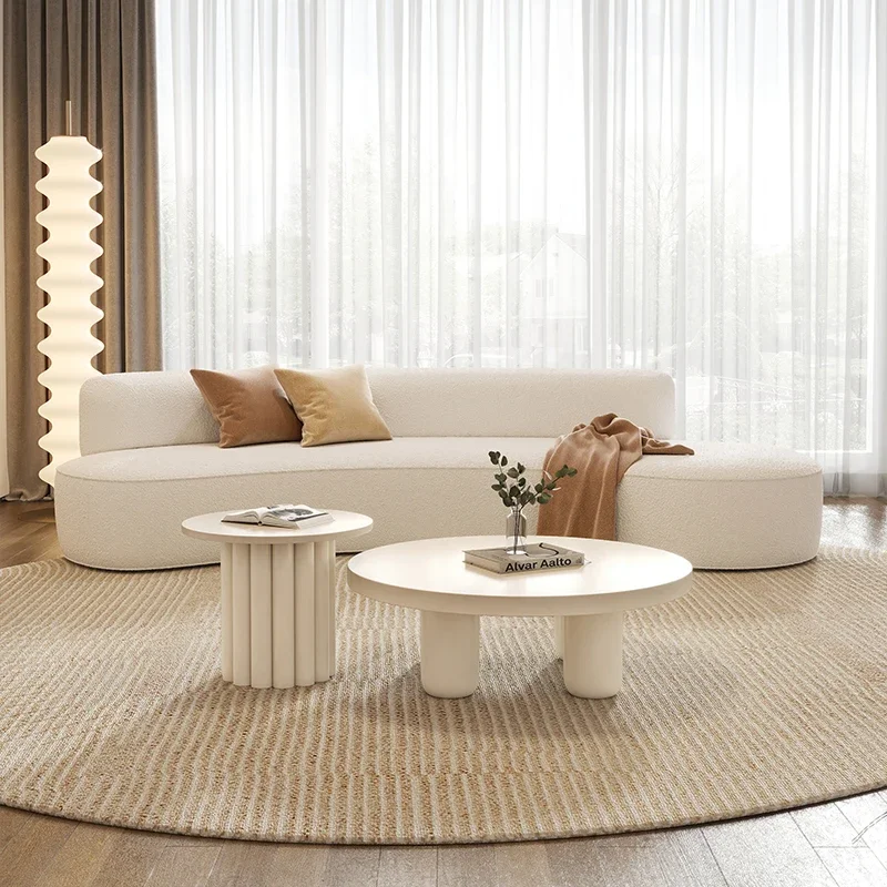 Cream wind arc, living room household small apartment, modern creative reception lamb wool special-shaped sofa, clothing store