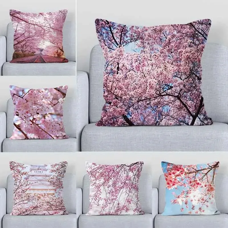 

Office Sofa Decoration Pillowcase Japanese Sakura Pillowcase Simple Sofa Decoration