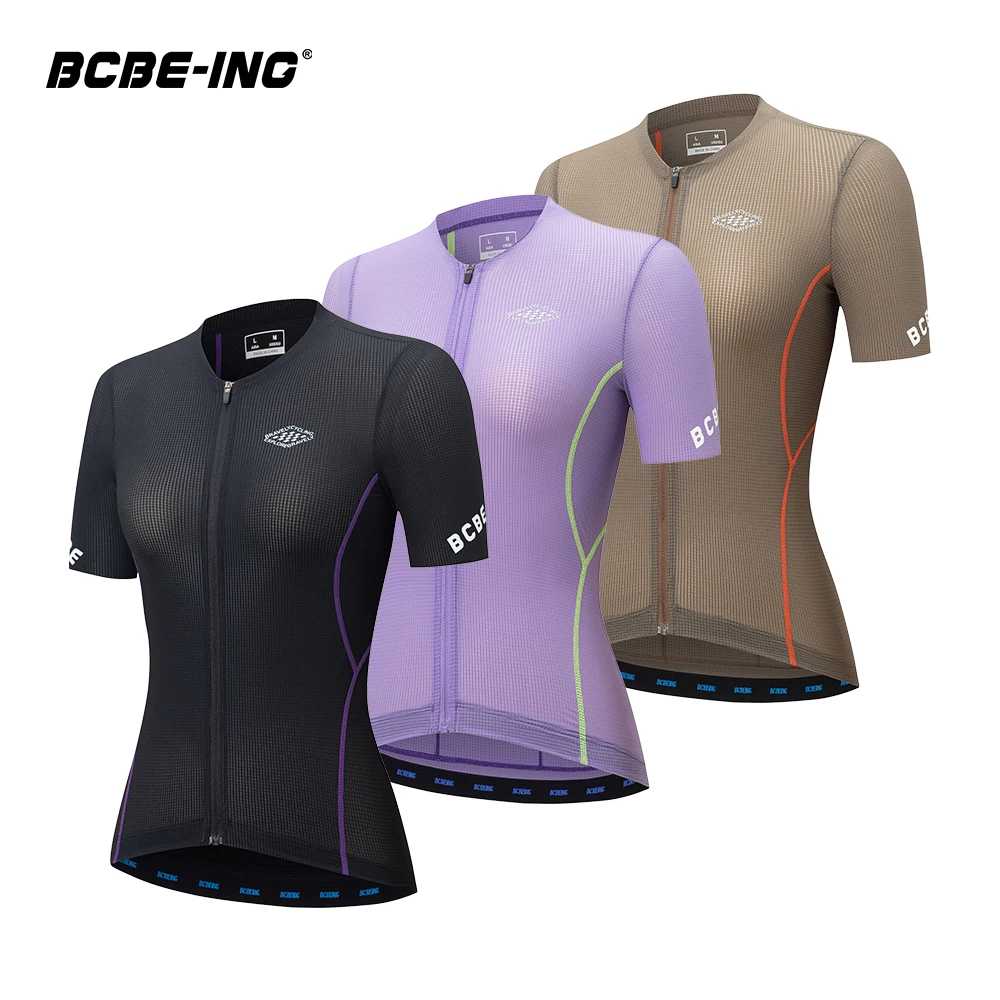 

BCBE-ING Women Cycling Jersey Short Sleeve Lightweight Aero Smli Fit Bicycle Jersey Breathable Quick Dry Bike Clothing Ykk Zips
