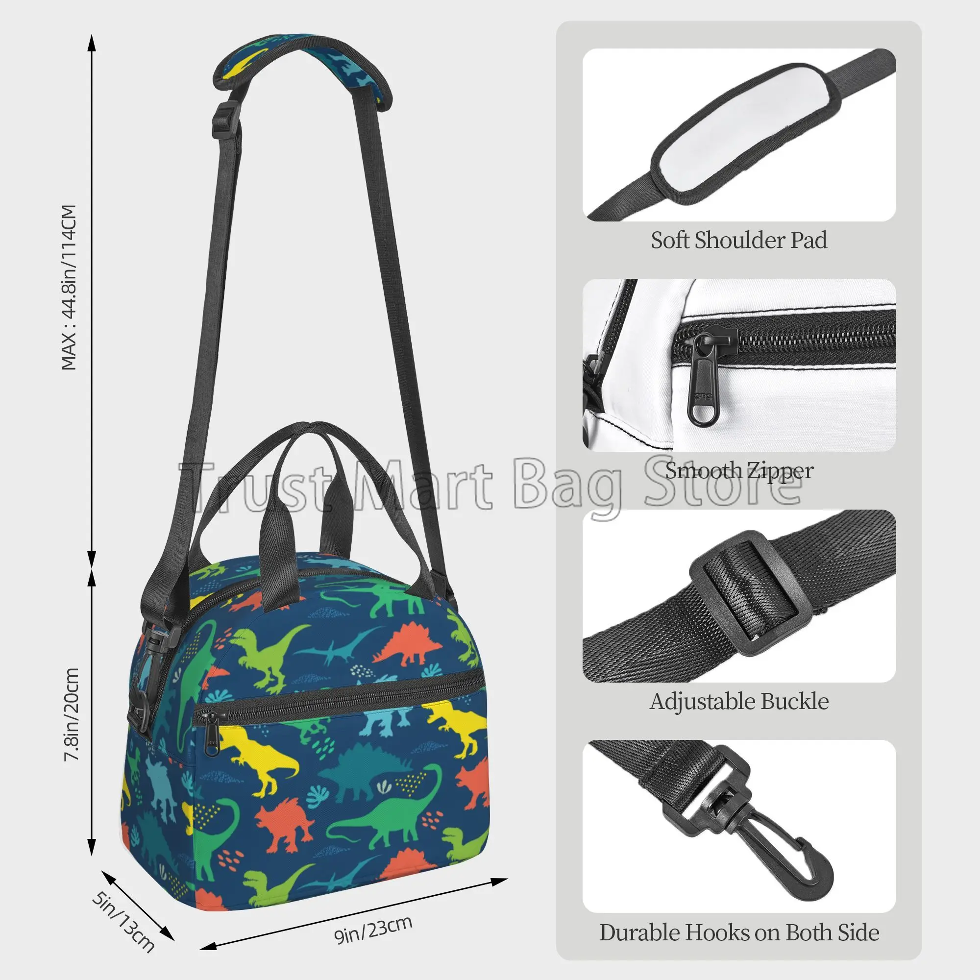 Sac à lunch de dinosaure de dessin animé pour garçons et filles, fourre-tout thermique, sac isotherme, Bento Evalufor School Travel, Pique-nique Beach, 208.assic D37