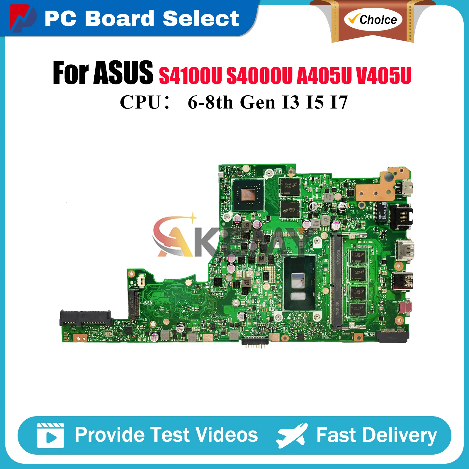 

X405UQ Laptop Motherboard For ASUS X405UF X405UQ S405U X405URP S4000U X405U S4100U V405U X405UN A405U Mainboard W/ I3 I5 I7 CPU