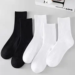 6 Pairs Solid Color Men's Mid Length Socks Fashion Comfortable Autumn Classic Black Business Sock High-quality Men's Short Socks