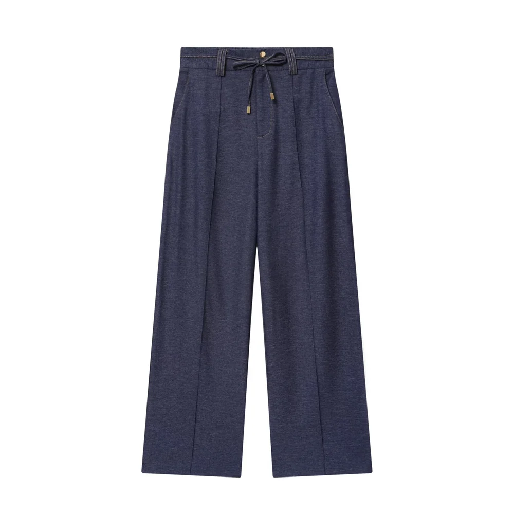 Giacca da pilota con cappuccio con cerniera versatile casual da donna nuova autunno e inverno, pantaloni a gamba larga a gamba dritta a vita alta