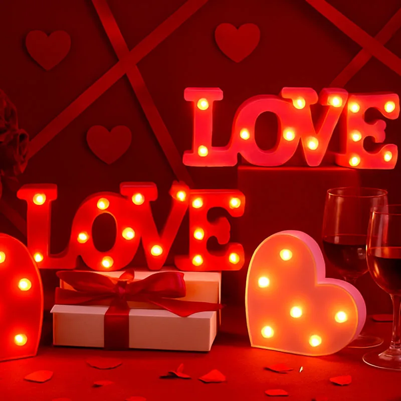 

Светодиодный светящийся знак любви на день Святого Валентина, свадебный стол, украшение для вечеринки, романтический юбилей, праздник, декор для мероприятий, освещение