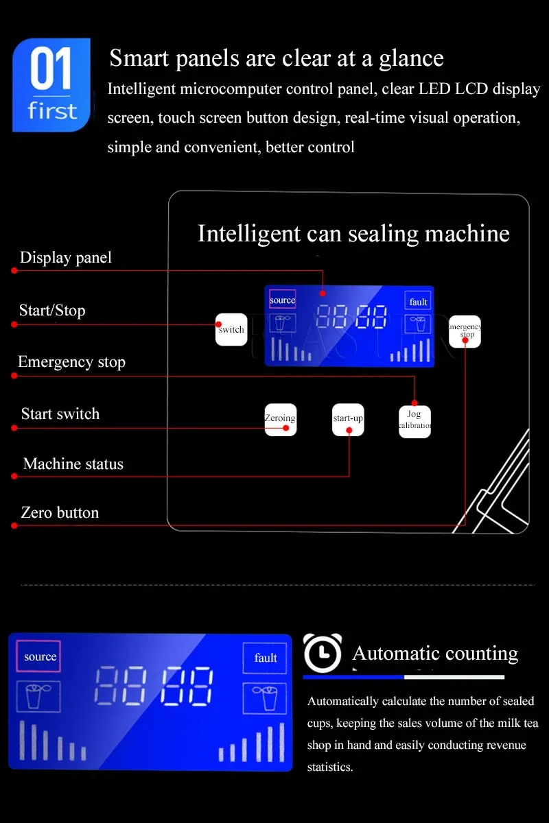 LXT Commercial Tin Can Seamer 55mm Aluminum Beer Automatic Can Sealing Machine Cola Sealing Capping Machine Milk Tea Shop