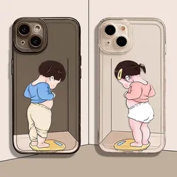 Funny Cute Girl Boy Couple Phone Case for IPhone 16 15 14 13 12 11 Pro Max 12 13 Mini XS MAX SE3 7 8 14 Plus Lovers Fundas Cover