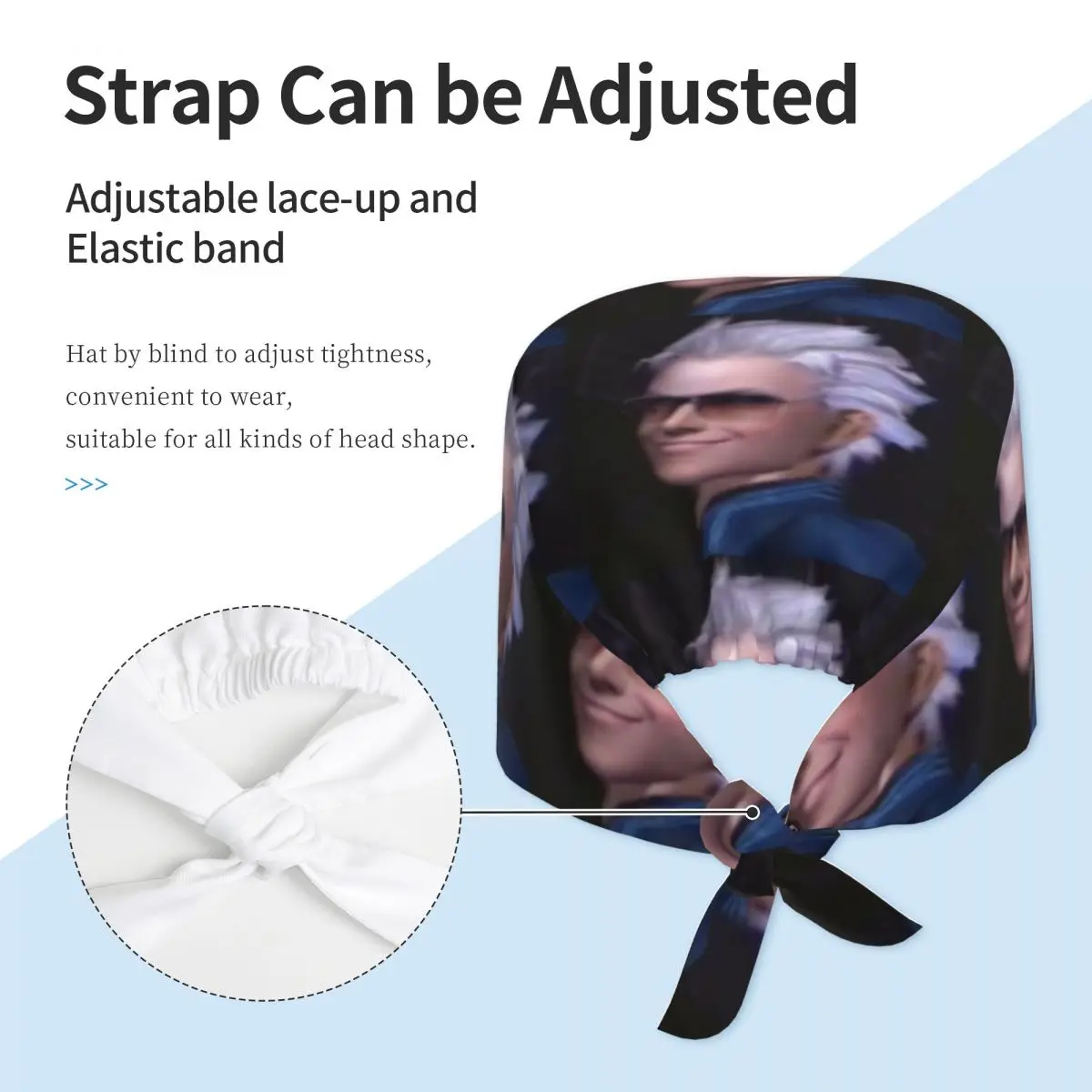 Vergil From The Devil May Cry Series Scrub Hat Doctor Working Surgical Cap Men Women Adjustable Nursing Caps for Dentist