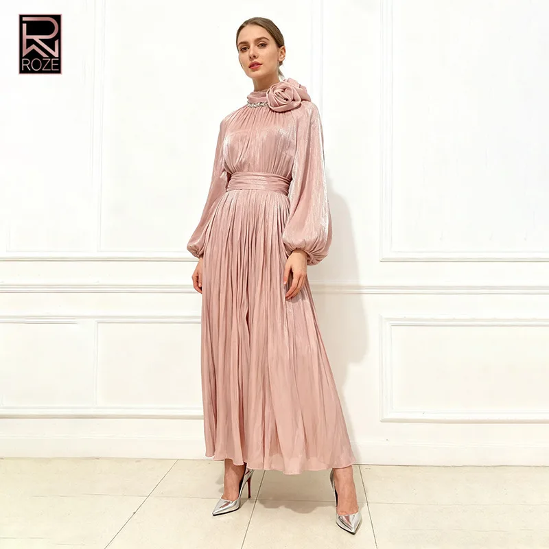 Abito lungo con maniche a palloncino e vita smock - 2025 Nuovo elegante abito con stampa floreale