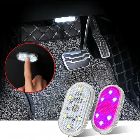 바닥 트렁크 후드 및 천장에 대 한 LED 미니 자동차 터치 라이트 USB 충전식 자기 RGB 주변 조명 자동차 인테리어 독서 등