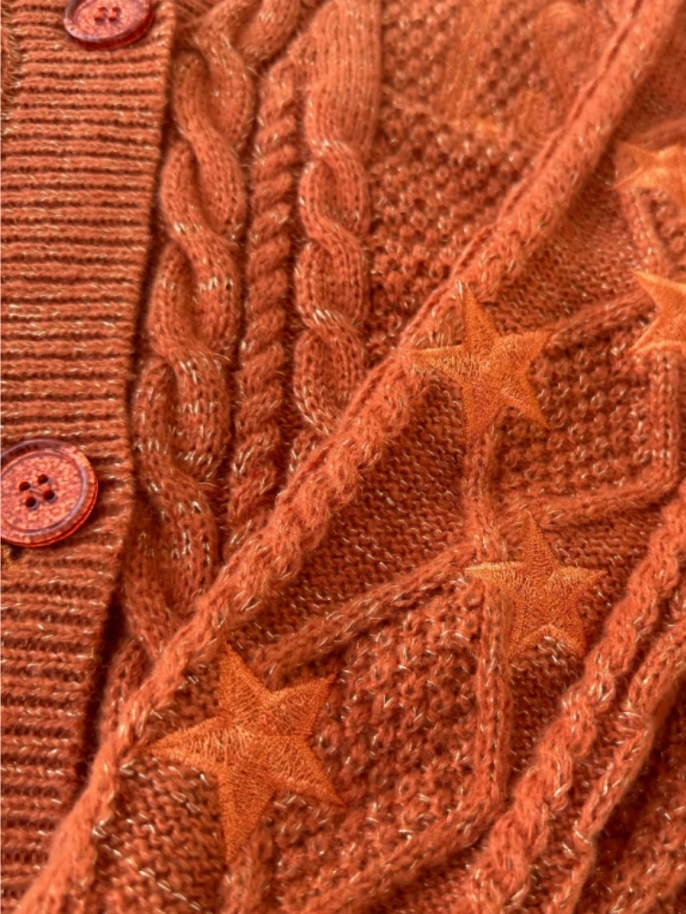 Automne femmes lâche Halloween Orange Cardigan hiver chaud noël le Style Showgirl tricoté surdimensionné Cardigans femmes chandails